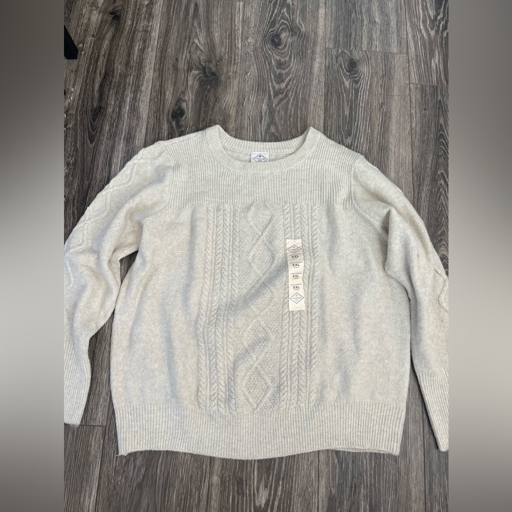 St. John's Bay Cotton Sweater Men's xXL Oatmeal Pullover Crew Neck NWT